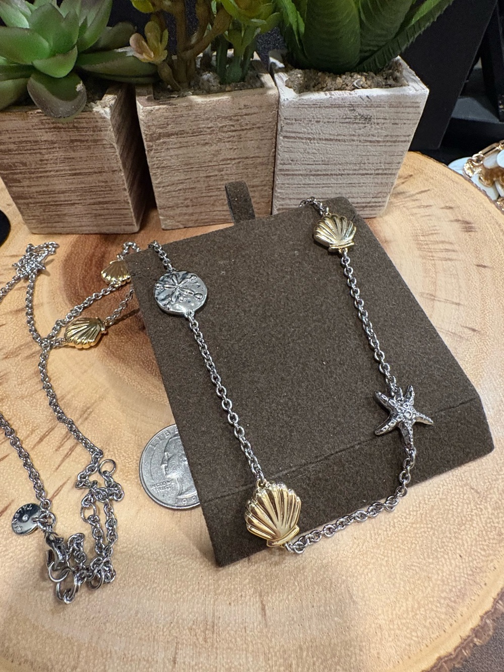 Talbots Two-Tone Sea Life Pendant Necklace - Gold & Silver